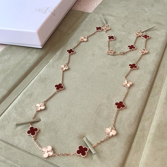 [Amore Jewelry]CLOVER 20 MOTIFS LASER CARNELIAN NECKLACE