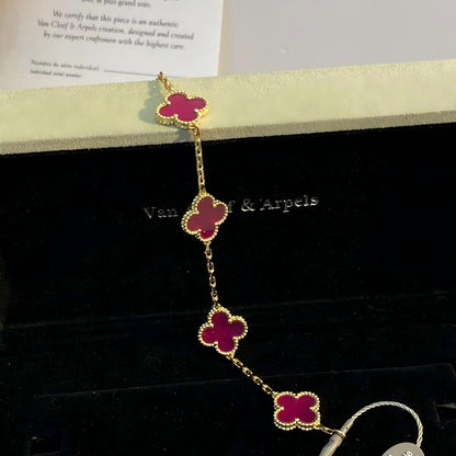 [Amore Jewelry]NEW CLOVER 5 MOTIFS PINK ENAMEL BRACELET