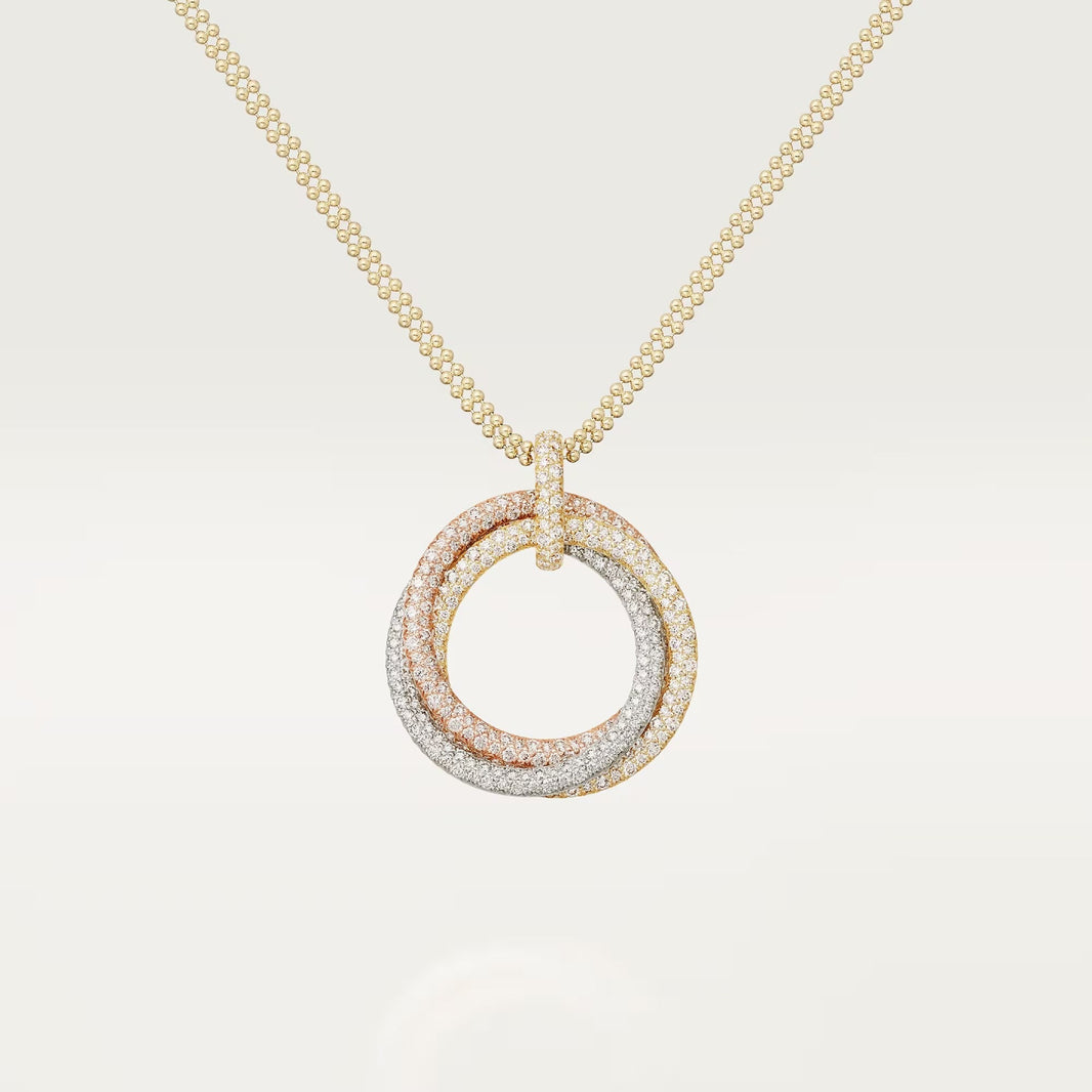 [Amore Jewelry]TRINITY LARGE FULL DIAMOND  NECKLACE