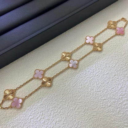 [Amore Jewelry]CLOVER 10 MOTIFS  LASER PINK MOP NECKLACE