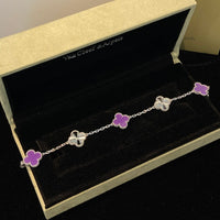 [Amore Jewelry]CLOVER  5 MOTIFS  PURPLE VIOLET BRACELET SILVER