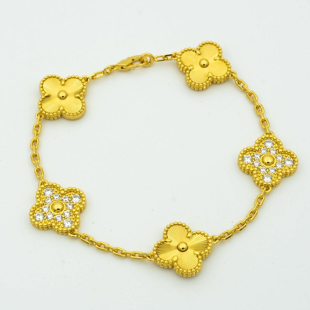 [Amore Jewelry]CLOVER BRACELET 5 MOTIFS GOLD DIAMOND
