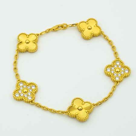 [Amore Jewelry]CLOVER BRACELET 5 MOTIFS GOLD DIAMOND