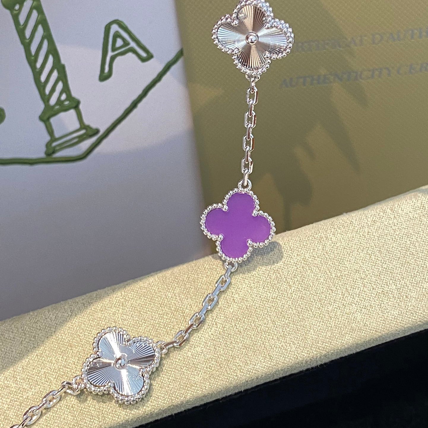 [Amore Jewelry]CLOVER  5 MOTIFS  PURPLE VIOLET BRACELET SILVER