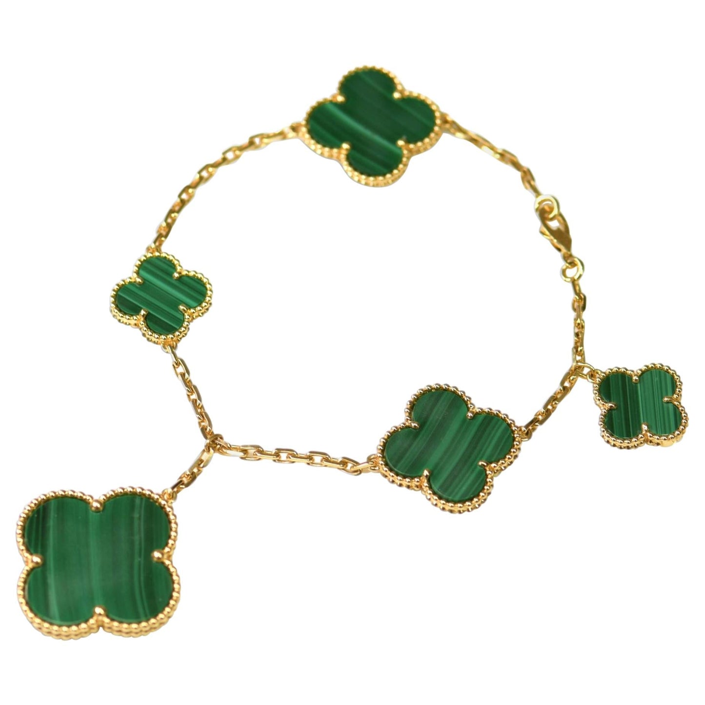 [Amore Jewelry]MAGIC CLOVER MALACHITE GOLD BRACELET 5 MOTIFS