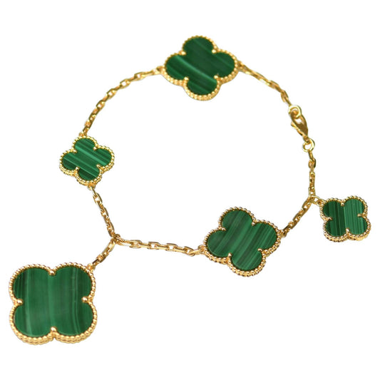 [Amore Jewelry]MAGIC CLOVER MALACHITE GOLD BRACELET 5 MOTIFS