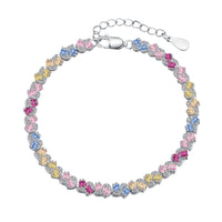 [Amore Jewelry]Ornate Colorful Flower Shape Party Bracelet