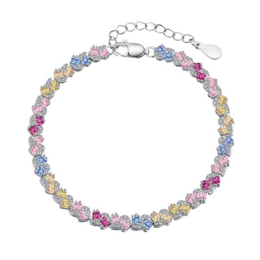 [Amore Jewelry]Ornate Colorful Flower Shape Party Bracelet