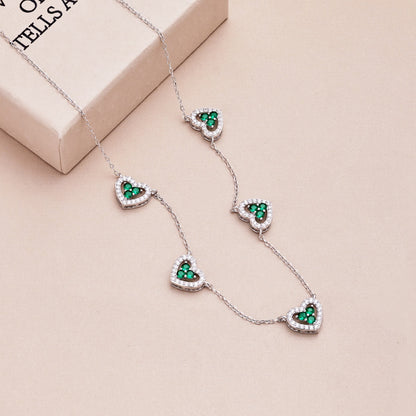 [Amore Jewelry]Sparkling Five Heart Necklace