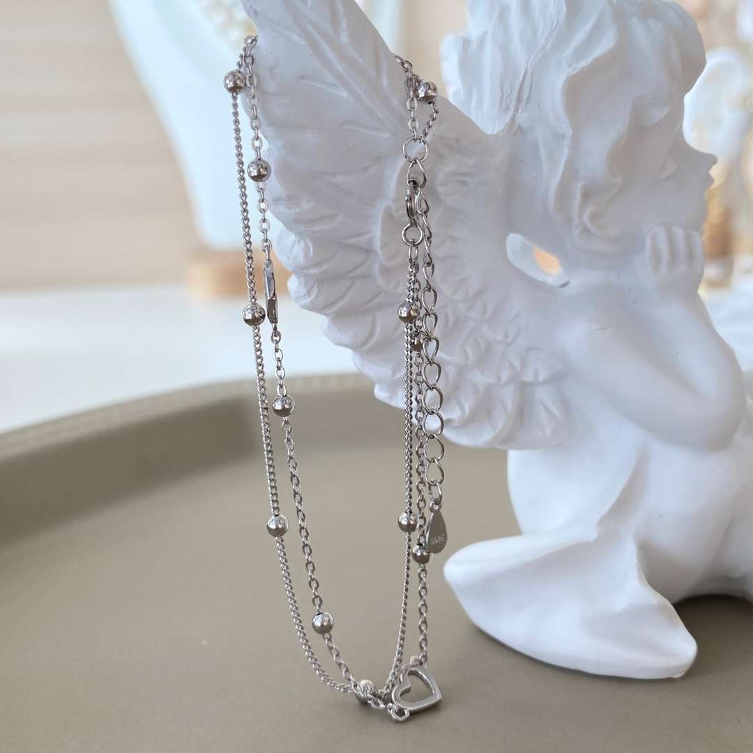 [Amore Jewelry]Dainty Double Layer Love Heart Bracelet