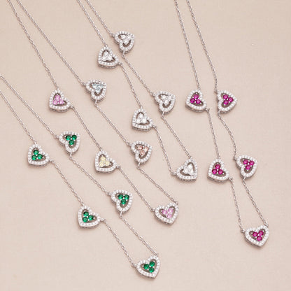 [Amore Jewelry]Sparkling Five Heart Necklace