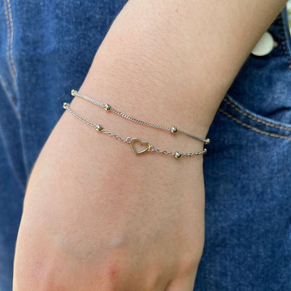 [Amore Jewelry]Dainty Double Layer Love Heart Bracelet