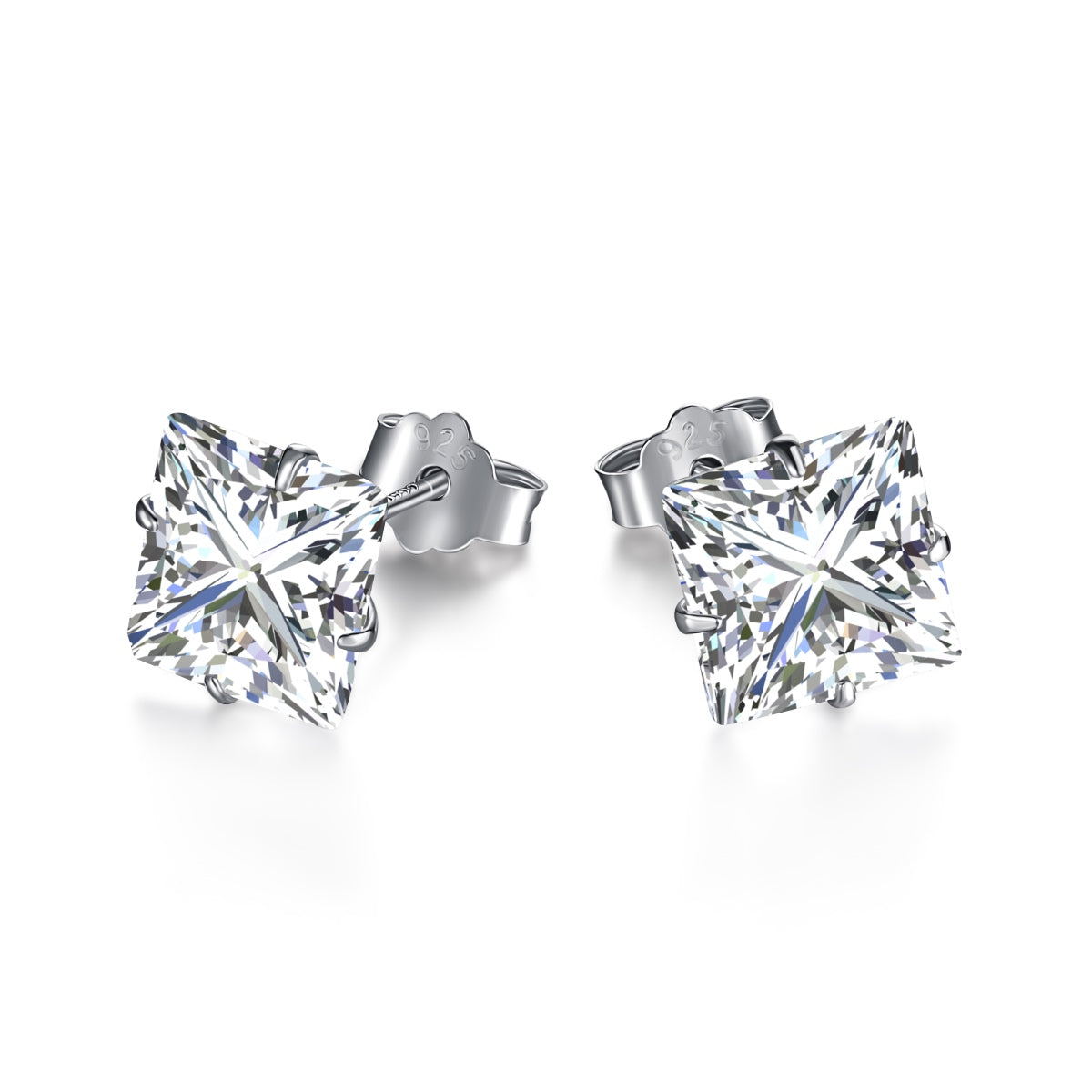[Amore Jewelry]Stylish Shiny Square Center Stone Stud Earrings