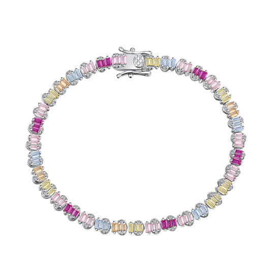 [Amore Jewelry]Delicate Colorful Emerald Cut Party Bracelet