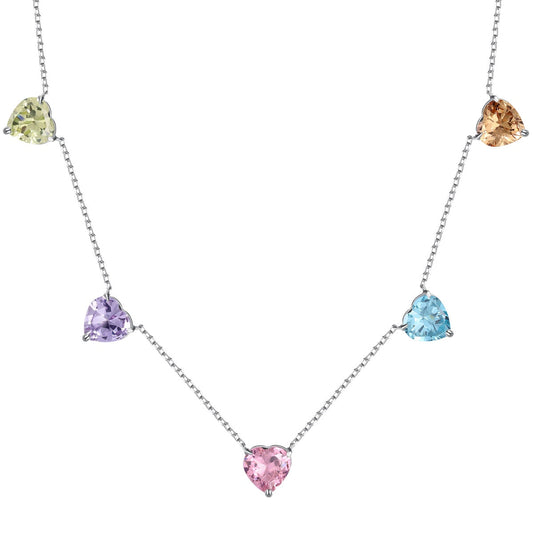 [Amore Jewelry]Sparkling Colorful Heart Cut Necklace