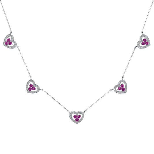 [Amore Jewelry]Sparkling Five Heart Necklace