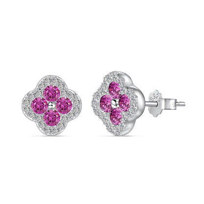 [Amore Jewelry]Four-Leaf Clover Flower Shaped Earrings