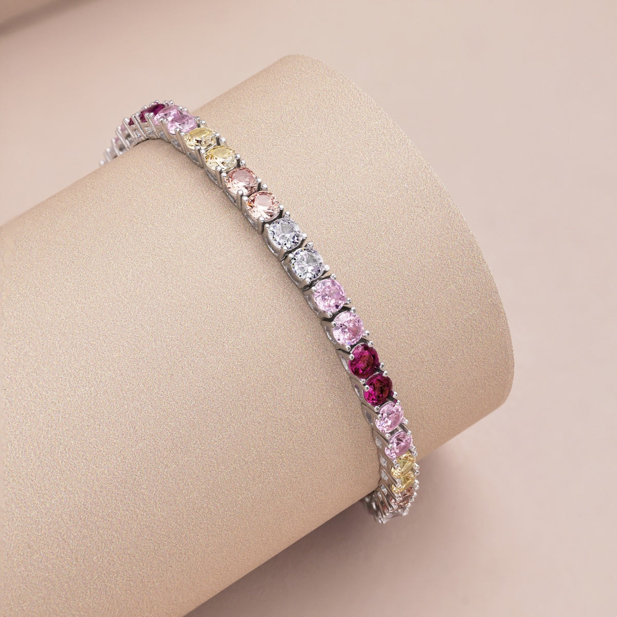 [Amore Jewelry]Radiant Colorful Round Cut Tennis Bracelet