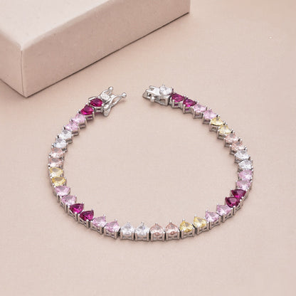 [Amore Jewelry]Luxurious Colorful Romantic Heart Shape Lover Bracelet