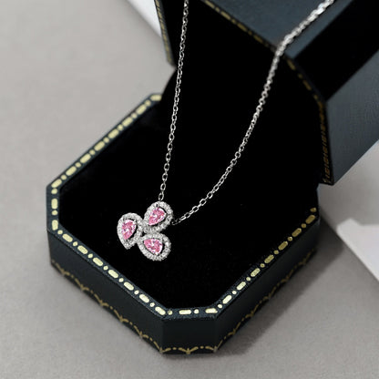 [Amore Jewelry]Elegant Flower Shape Pear Cut Necklace