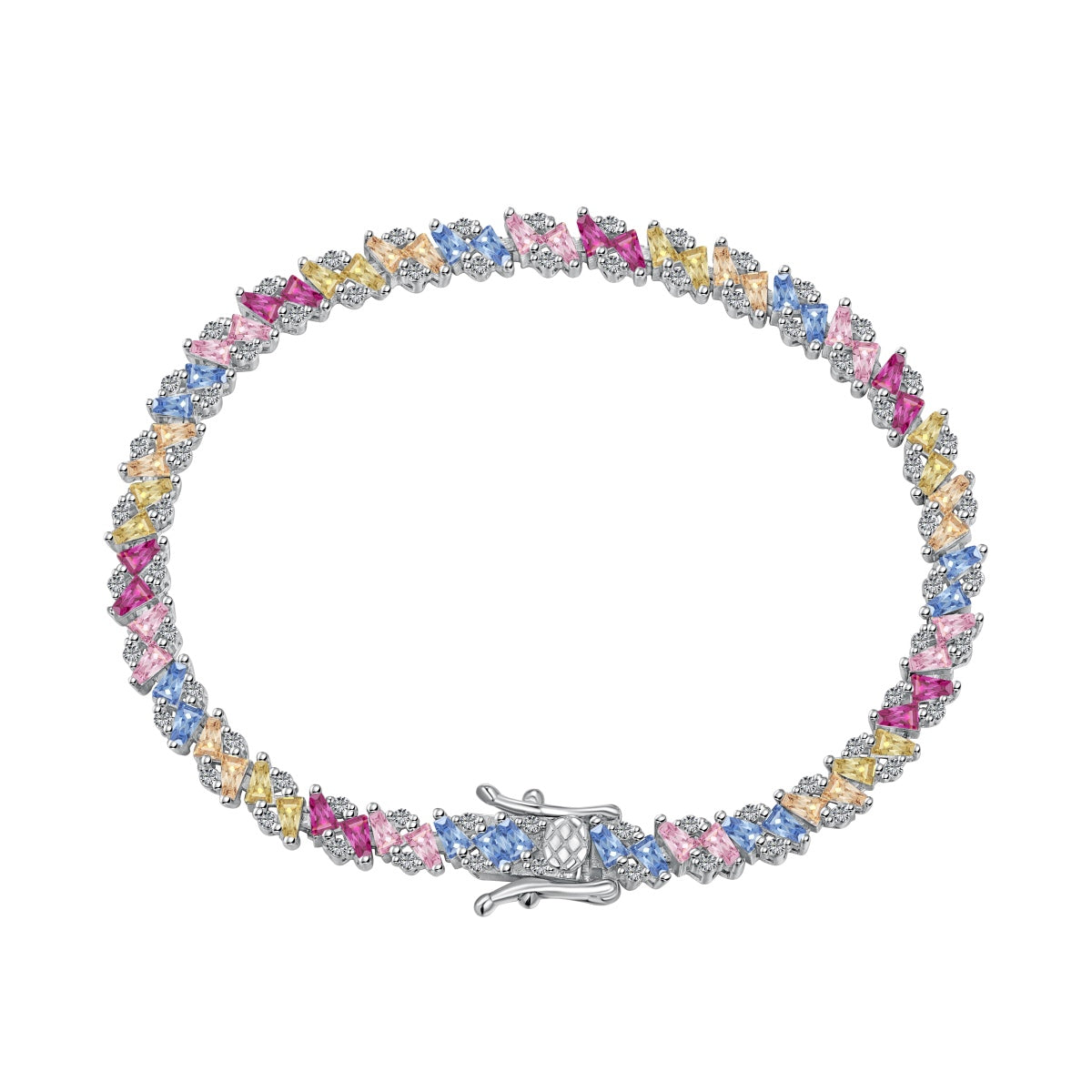 [Amore Jewelry]Ornate Sparkling Multi Cut Party Bracelet