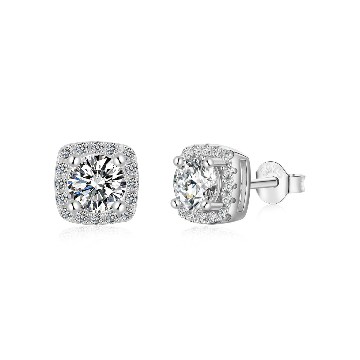 [Amore Jewelry]Classic Round Center Stone Stud Earrings
