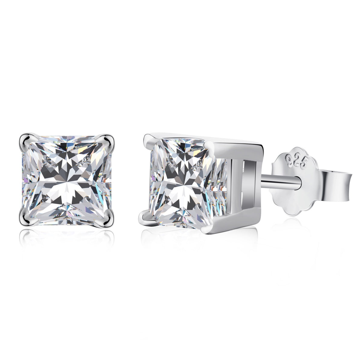 [Amore Jewelry]1.0 Carat Radiant Princess Cut Wedding Earrings