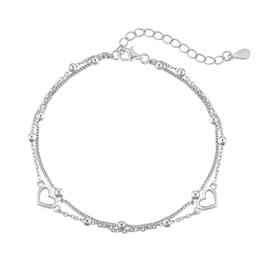 [Amore Jewelry]Dainty Double Layer Love Heart Bracelet