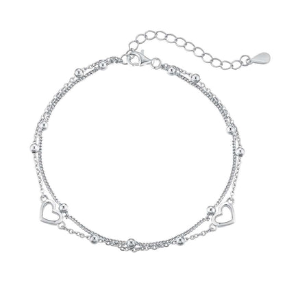 [Amore Jewelry]Dainty Double Layer Love Heart Bracelet