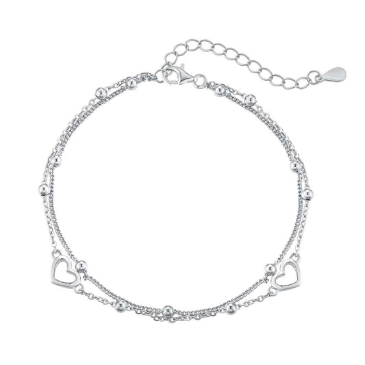 [Amore Jewelry]Dainty Double Layer Love Heart Bracelet