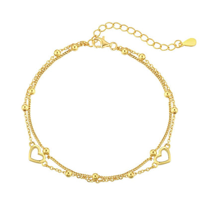 [Amore Jewelry]Dainty Double Layer Love Heart Bracelet