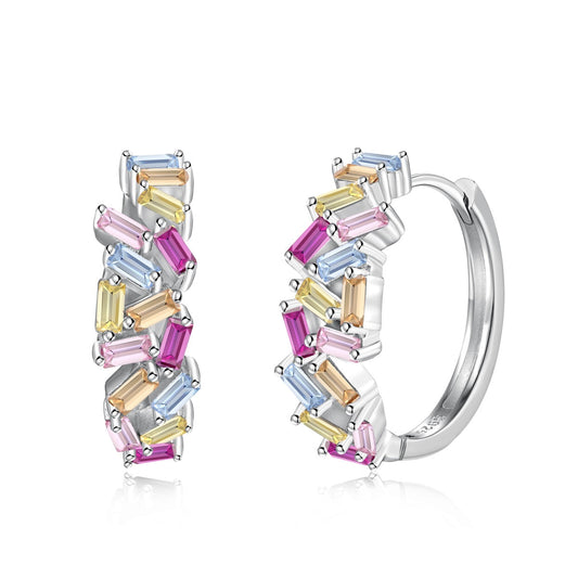 [Amore Jewelry]Dazzling Colorful Emerald Cut Daily Earrings