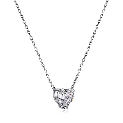[Amore Jewelry]Heart Shape Main Stone Pendant Collarbone Necklace