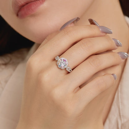 [Amore Jewelry]Delicate Colorful Round Cut Flower Shape Wedding Ring