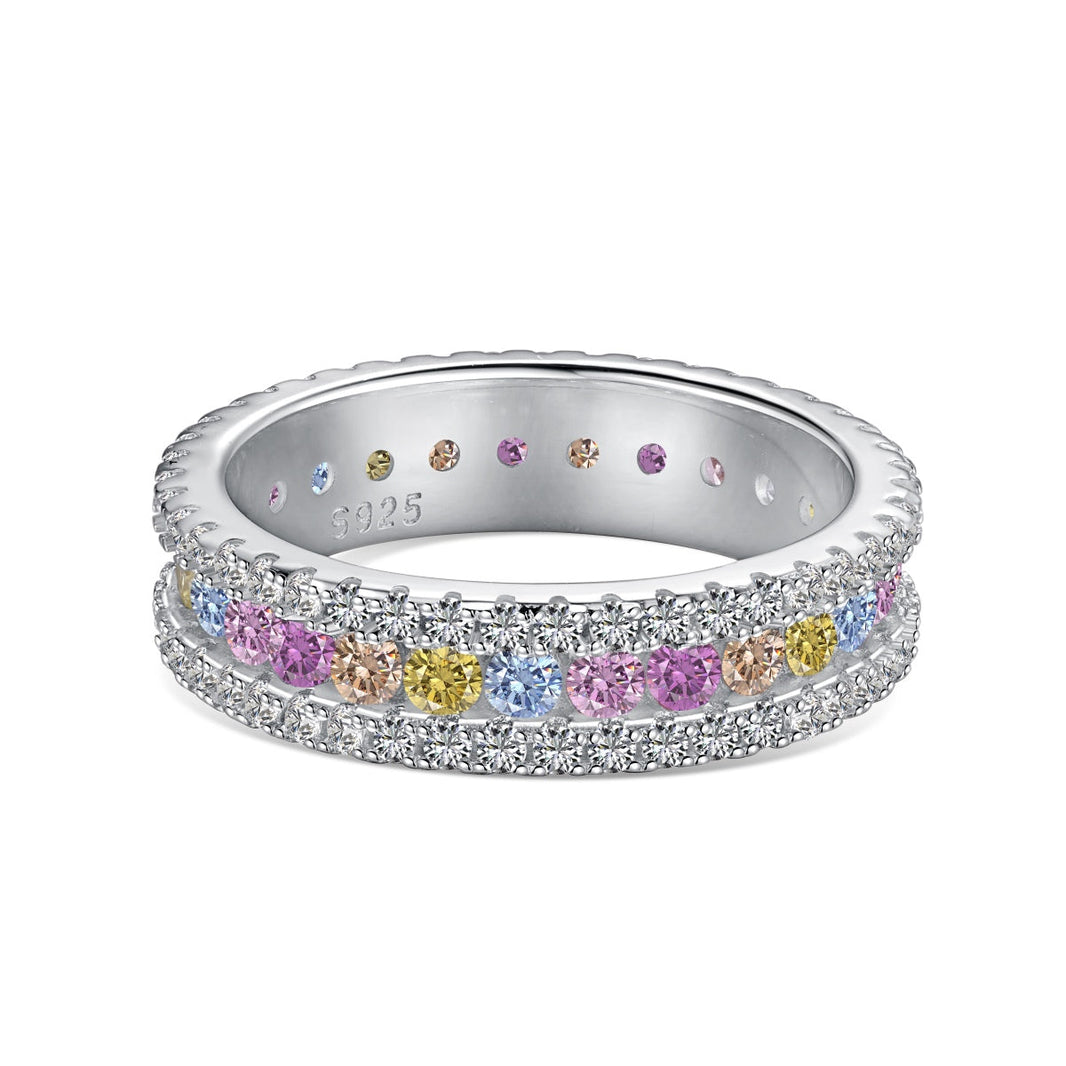 [Amore Jewelry]Delicate Colorful Round Cut Daily Ring