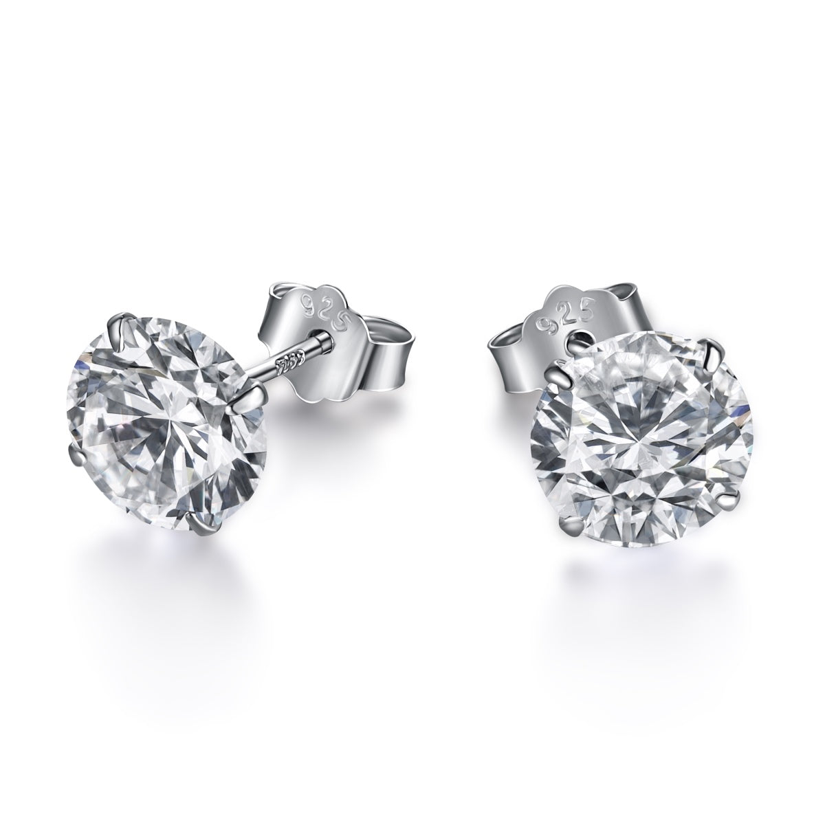 [Amore Jewelry]Stylish Shiny Round Center Stone Stud Earrings
