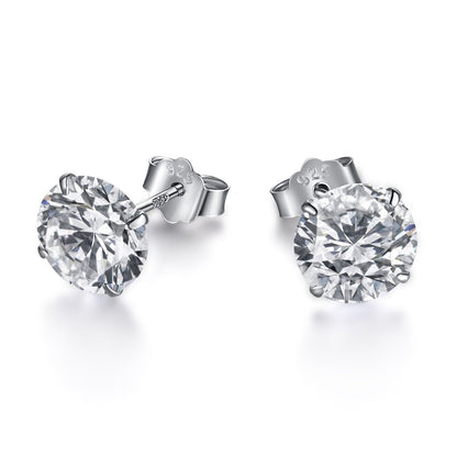 [Amore Jewelry]Stylish Shiny Round Center Stone Stud Earrings