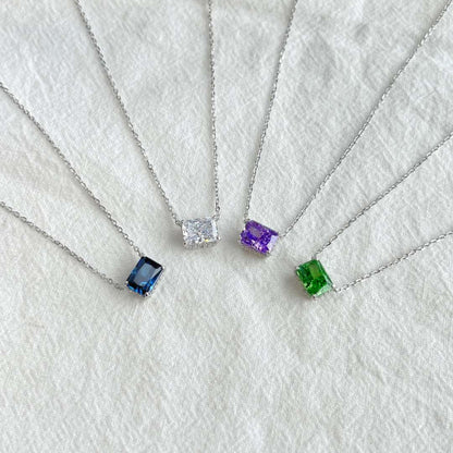 [Amore Jewelry]Luxurious Square Shape Colorful Necalack