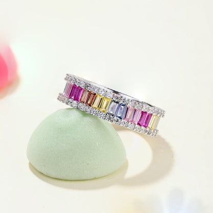 [Amore Jewelry]Dainty Kaleidoscopic Emerald Cut Daily Ring