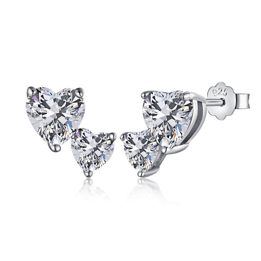 [Amore Jewelry]Double Heart-Shape Classic Princess Style Earrings