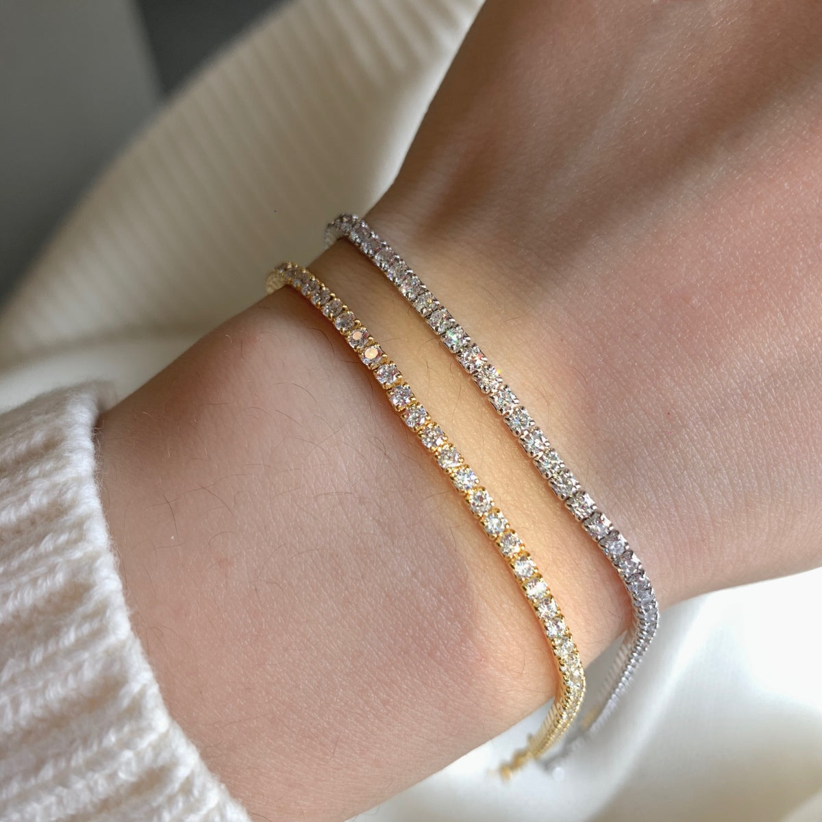 [Amore Jewelry]Radiant Shinning Princess Cut Tennis Bracelet