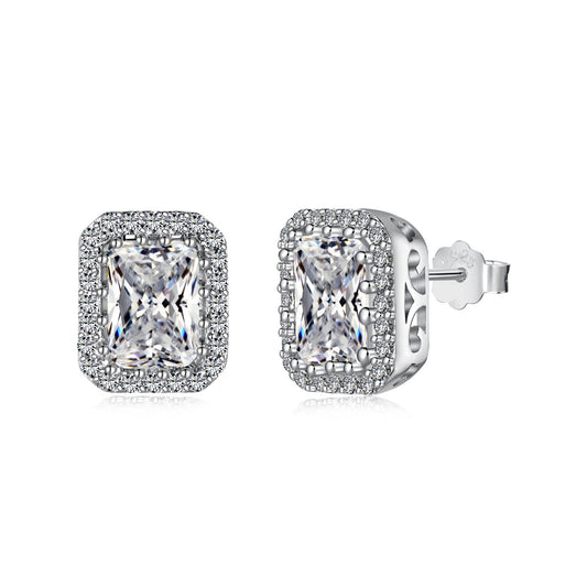 [Amore Jewelry]1.0 Carat Luxurious Dainty Emerald Cut Daily Earrings