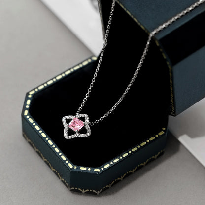 [Amore Jewelry]Exquisite Flower Shape Princess Cut Necklace