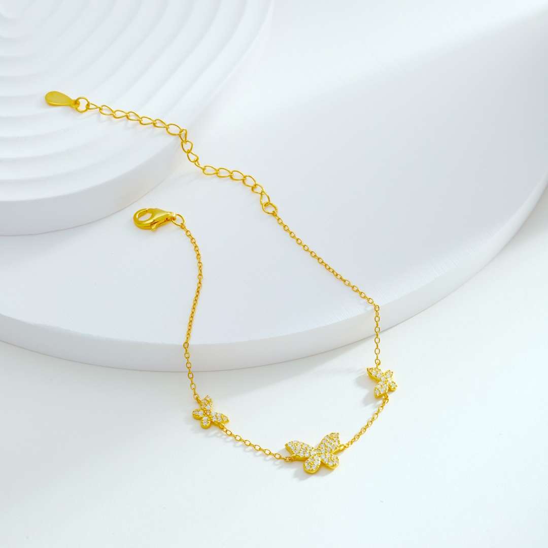 [Amore Jewelry]Delicate Butterfly Pendant Bracelet