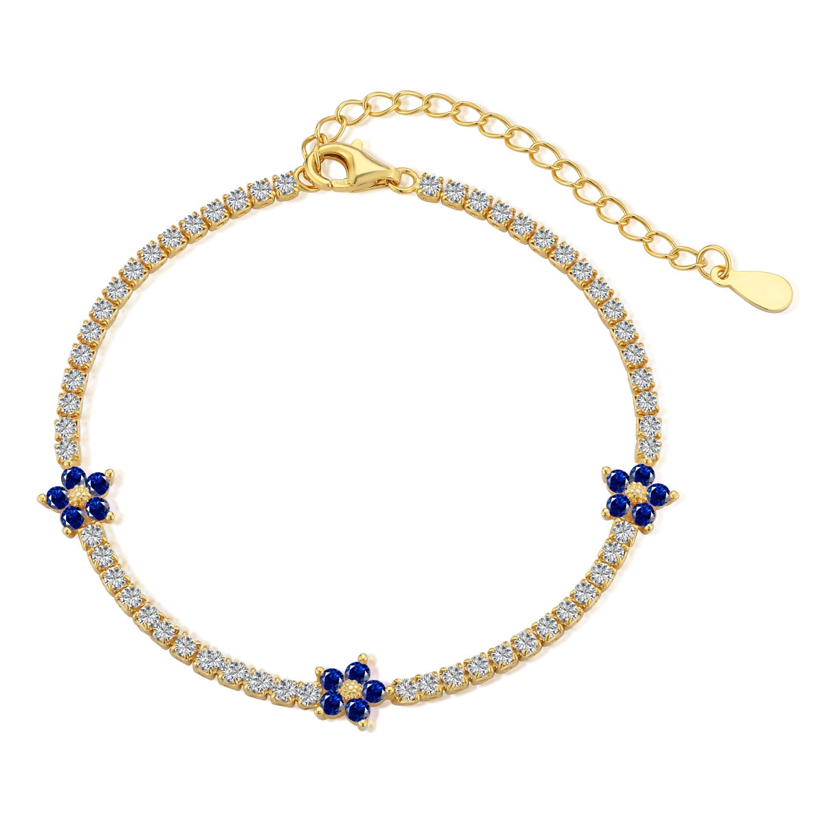 [Amore Jewelry]Sparkling Flower Shape Tennis Bracelet