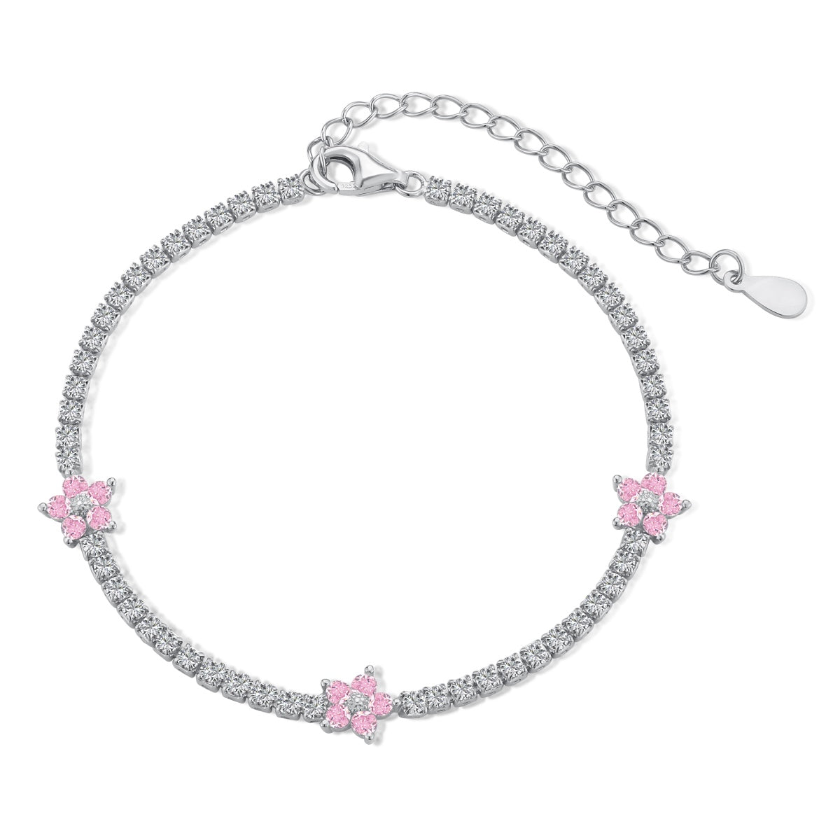 [Amore Jewelry]Sparkling Flower Shape Tennis Bracelet