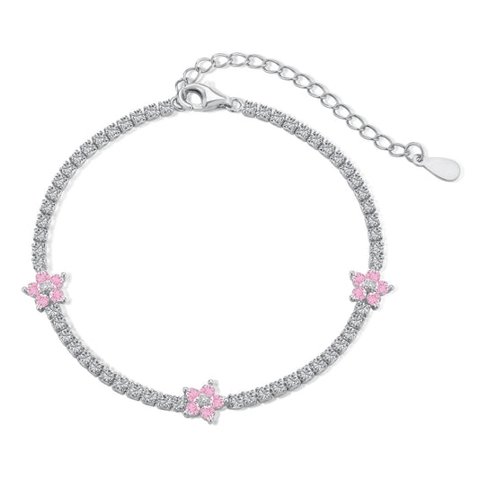 [Amore Jewelry]Sparkling Flower Shape Tennis Bracelet