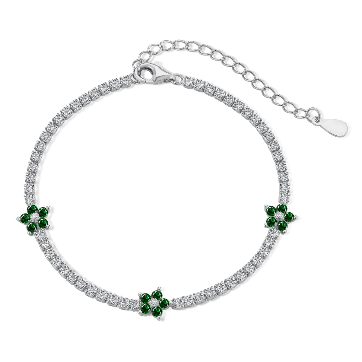[Amore Jewelry]Sparkling Flower Shape Tennis Bracelet