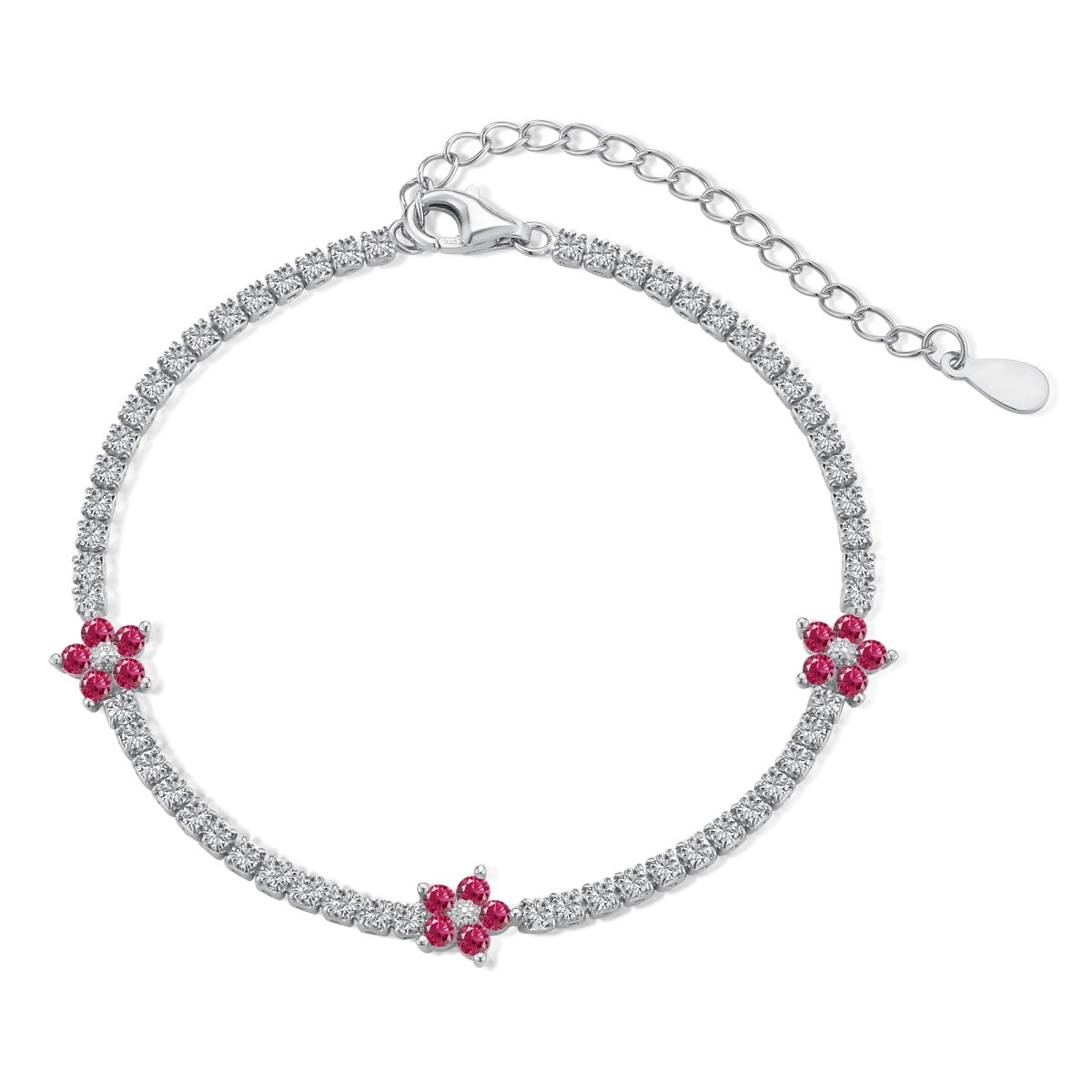 [Amore Jewelry]Sparkling Flower Shape Tennis Bracelet
