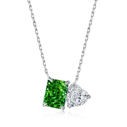 [Amore Jewelry]Dazzling Square & Heart Shape Necklace